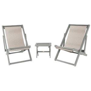 2 Arabella Folding Sling Chairs with Arabella Folding Side Table Chair & Side Table Bowie / Gray