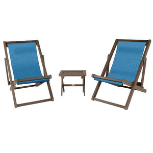 2 Arabella Folding Sling Chairs with Arabella Folding Side Table Chair & Side Table Hudson / Canyon (Brown)