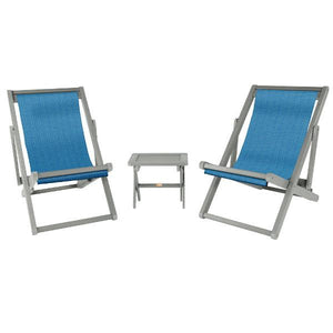 2 Arabella Folding Sling Chairs with Arabella Folding Side Table Chair & Side Table Hudson / Gray