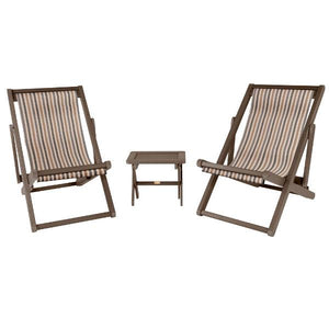 2 Arabella Folding Sling Chairs with Arabella Folding Side Table Chair & Side Table Metro / Canyon (Brown)