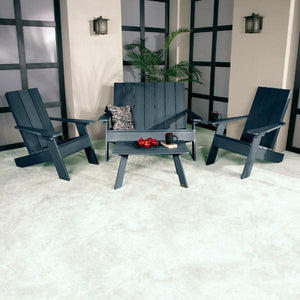 2 Barcelona Modern Adirondack Chairs, with 1 Barcelona Double Wide Modern Adirondack Chair & 1 Conversation Table Conversation Set