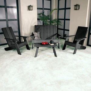 2 Barcelona Modern Adirondack Chairs, with 1 Barcelona Double Wide Modern Adirondack Chair & 1 Conversation Table Conversation Set