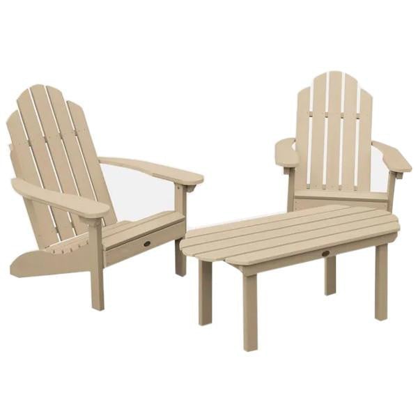 2 Classic Westport Adirondack Chairs with 1 Classic Westport Conversation Table Conversation Set Tuscan Taupe
