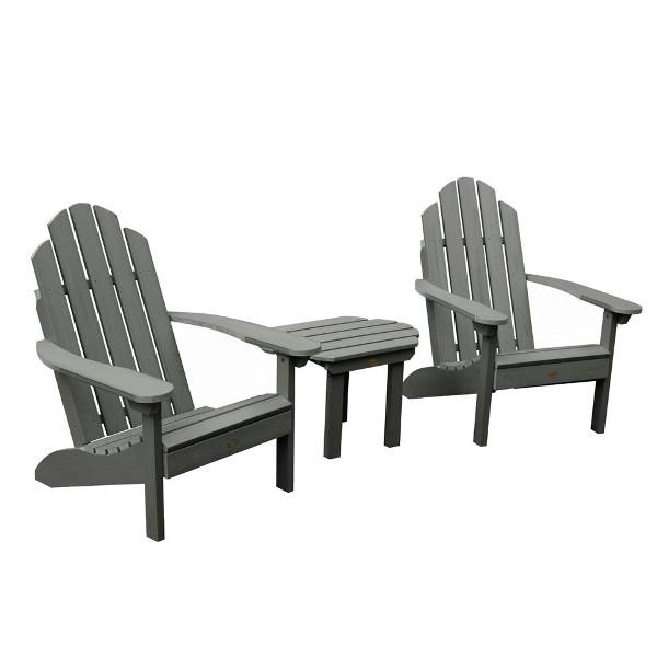 2 Classic Westport Adirondack Chairs with 1 Classic Westport Side Table Conversation Set Coastal Teak