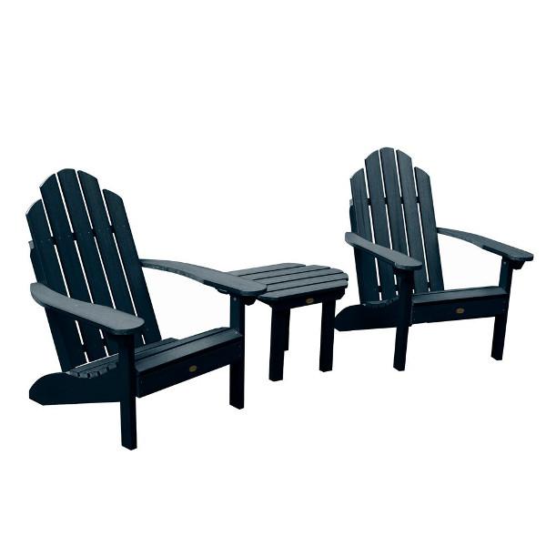 2 Classic Westport Adirondack Chairs with 1 Classic Westport Side Table Conversation Set Federal Blue