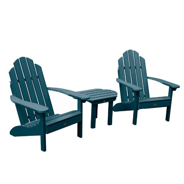 2 Classic Westport Adirondack Chairs with 1 Classic Westport Side Table Conversation Set Nantucket Blue
