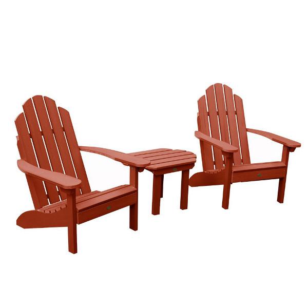 2 Classic Westport Adirondack Chairs with 1 Classic Westport Side Table Conversation Set Rustic Red