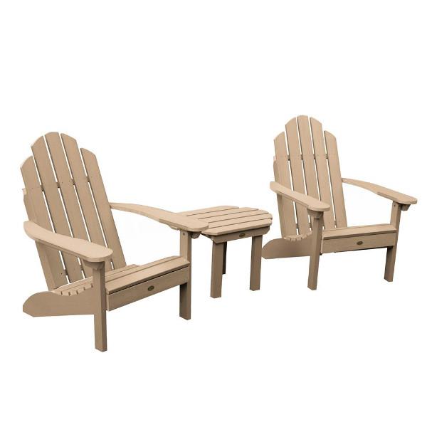 2 Classic Westport Adirondack Chairs with 1 Classic Westport Side Table Conversation Set Tuscan Taupe
