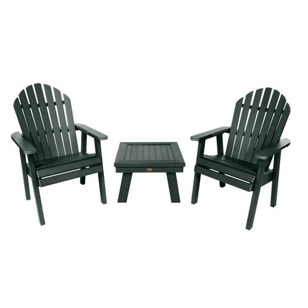 2 Hamilton Deck Chairs with 1 Adirondack Side Table Conversation Set Charleston Green