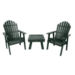 2 Hamilton Deck Chairs with 1 Adirondack Side Table Conversation Set Charleston Green