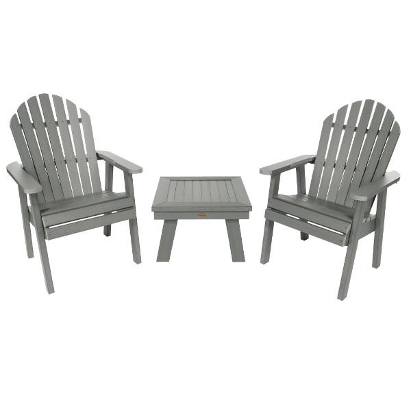 2 Hamilton Deck Chairs with 1 Adirondack Side Table Conversation Set Coastal Teak