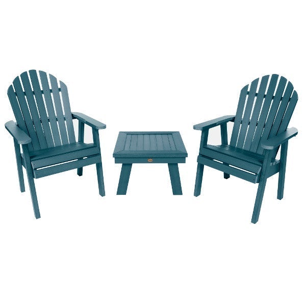 2 Hamilton Deck Chairs with 1 Adirondack Side Table Conversation Set Nantucket Blue
