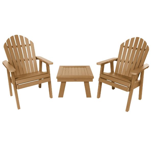 2 Hamilton Deck Chairs with 1 Adirondack Side Table Conversation Set Toffee