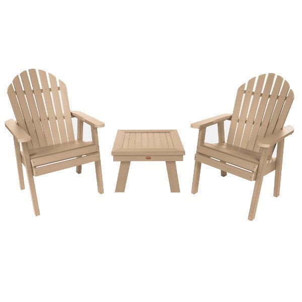 2 Hamilton Deck Chairs with 1 Adirondack Side Table Conversation Set Tuscan Taupe