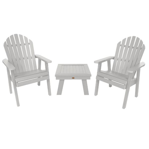 2 Hamilton Deck Chairs with 1 Adirondack Side Table Conversation Set White