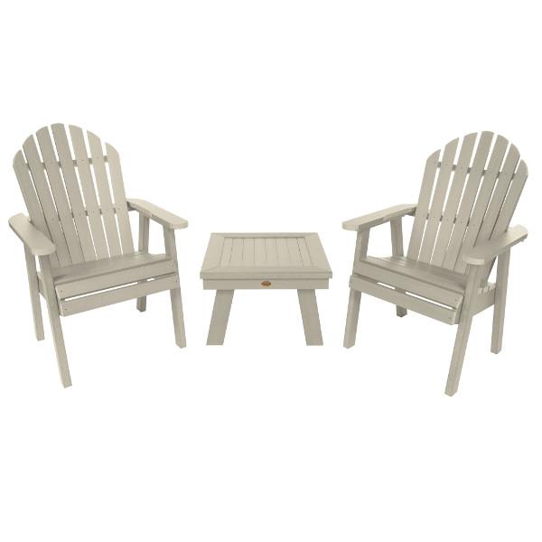 2 Hamilton Deck Chairs with 1 Adirondack Side Table Conversation Set Whitewash