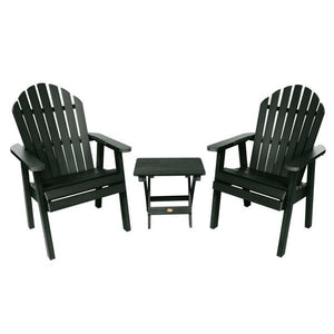 2 Hamilton Deck Chairs with 1 Folding Side Table Conversation Set Charleston Green