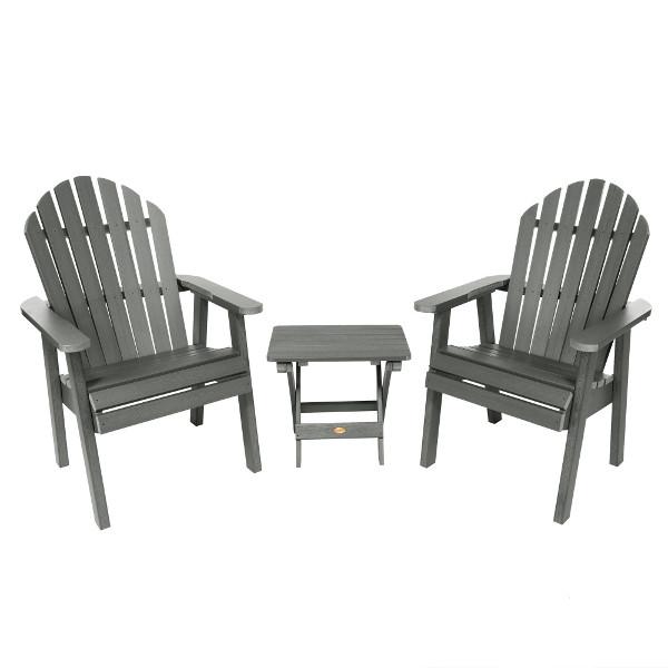 2 Hamilton Deck Chairs with 1 Folding Side Table Conversation Set Coastal Teak