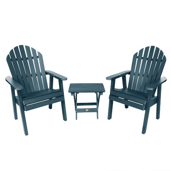 2 Hamilton Deck Chairs with 1 Folding Side Table Conversation Set Nantucket Blue
