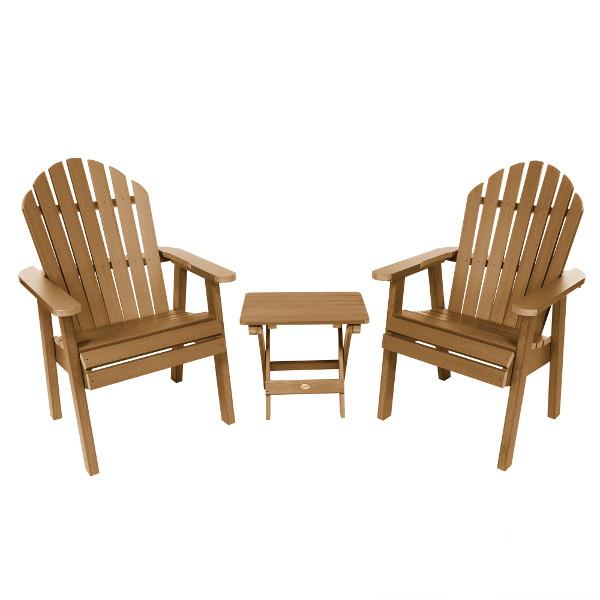 2 Hamilton Deck Chairs with 1 Folding Side Table Conversation Set Toffee