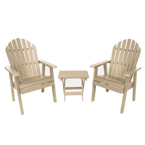 2 Hamilton Deck Chairs with 1 Folding Side Table Conversation Set Tuscan Taupe