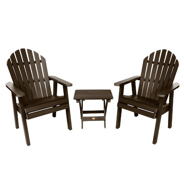 2 Hamilton Deck Chairs with 1 Folding Side Table Conversation Set Weathered Acorn