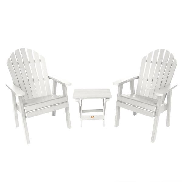 2 Hamilton Deck Chairs with 1 Folding Side Table Conversation Set White