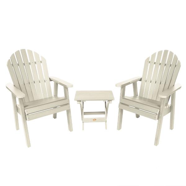 2 Hamilton Deck Chairs with 1 Folding Side Table Conversation Set Whitewash