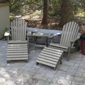 2 Hamilton Folding & Reclining Adirondack Chairs 2 Folding Ottomans 1 Folding Side Table Conversation Set