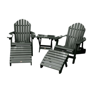 2 Hamilton Folding & Reclining Adirondack Chairs 2 Folding Ottomans 1 Folding Side Table Conversation Set Charleston Green