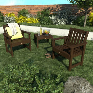 2 Lehigh Garden Chairs with 1 Square Side Table Garden Chair with Side table
