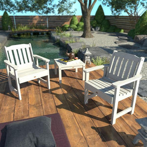 2 Lehigh Garden Chairs with 1 Square Side Table Garden Chair with Side table