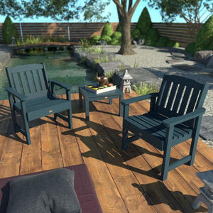 2 Lehigh Garden Chairs with 1 Square Side Table Garden Chair with Side table