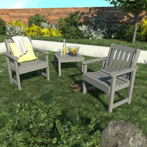 2 Lehigh Garden Chairs with 1 Square Side Table Garden Chair with Side table