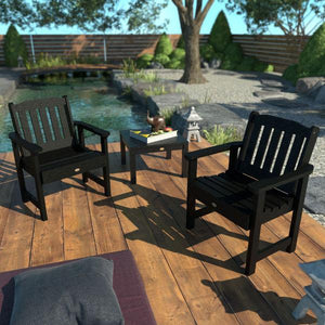 2 Lehigh Garden Chairs with 1 Square Side Table Garden Chair with Side table
