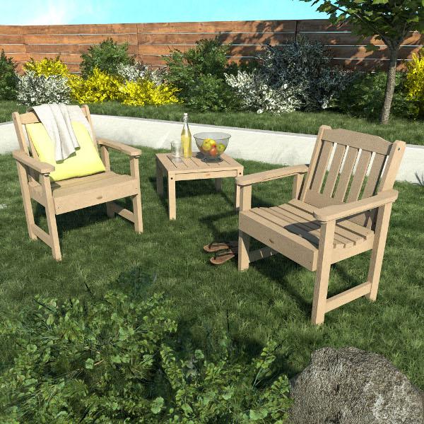 2 Lehigh Garden Chairs with 1 Square Side Table Garden Chair with Side table