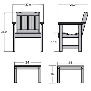 2 Lehigh Garden Chairs with 1 Square Side Table Garden Chair with Side table