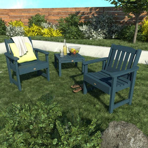 2 Lehigh Garden Chairs with 1 Square Side Table Garden Chair with Side table