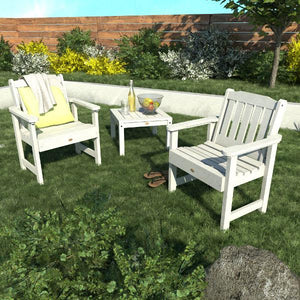 2 Lehigh Garden Chairs with 1 Square Side Table Garden Chair with Side table