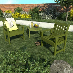 2 Lehigh Garden Chairs with 1 Square Side Table Garden Chair with Side table