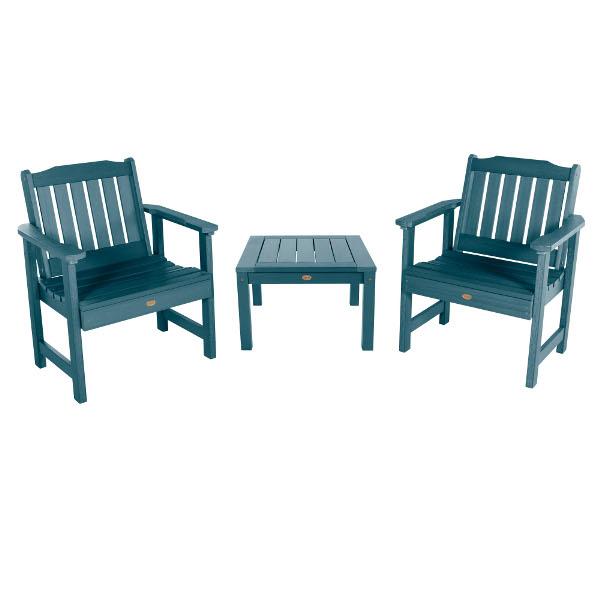 2 Lehigh Garden Chairs with 1 Square Side Table Garden Chair with Side table Nantucket Blue