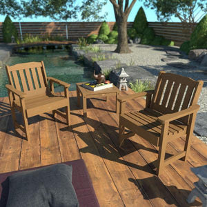 2 Lehigh Garden Chairs with 1 Square Side Table Garden Chair with Side table Toffee