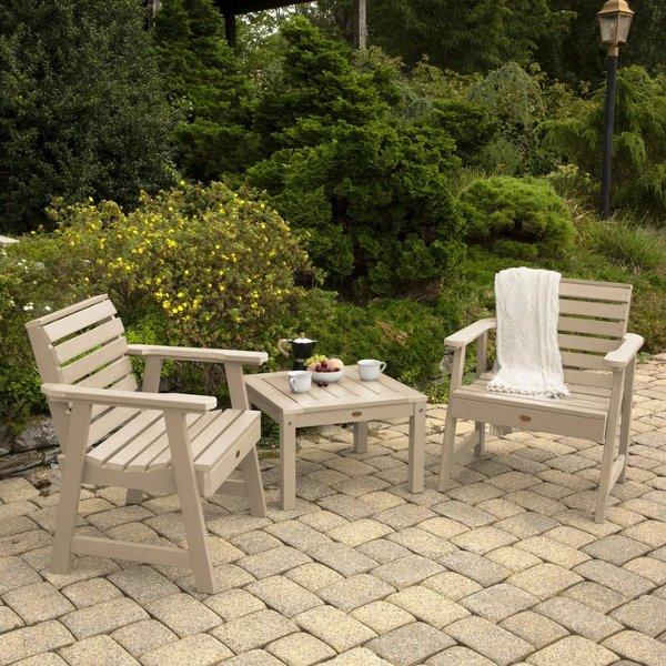 2 Weatherly Garden Chairs with 1 Square Side Table Conversion Set