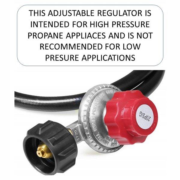 20 PSI High Pressure Adjustable Regulator With 6 Foot Hose Adjustable Regulator