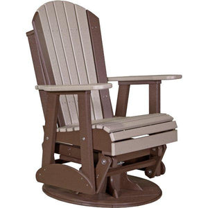 2ft Adirondack Swivel Glider Glider Weatherwood & Chestnut Brown
