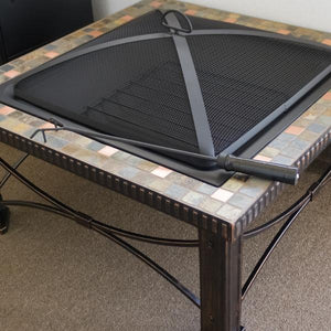 30-Inch Square Slate Tile Wood Burning Fire Pit Fire Pits