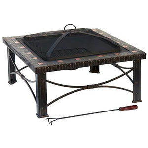 30-Inch Square Slate Tile Wood Burning Fire Pit Fire Pits