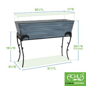 36" Flower Box with Flora Stand, 25-in H Flower Box