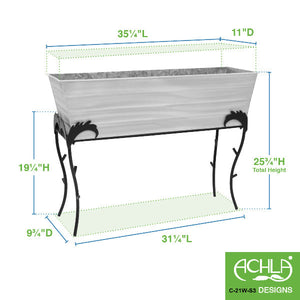 36" Flower Box with Flora Stand, 25-in H Flower Box