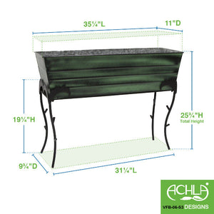 36" Green Flower Box with Flora Stand, 25-in H Flower Box